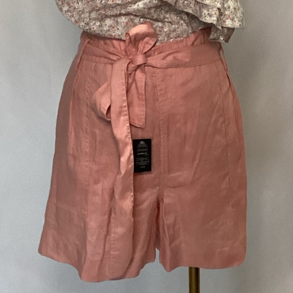 6. Lauren by Ralph Lauren Coral Linen Shorts NWT Size 16 - Picture 3 of 8